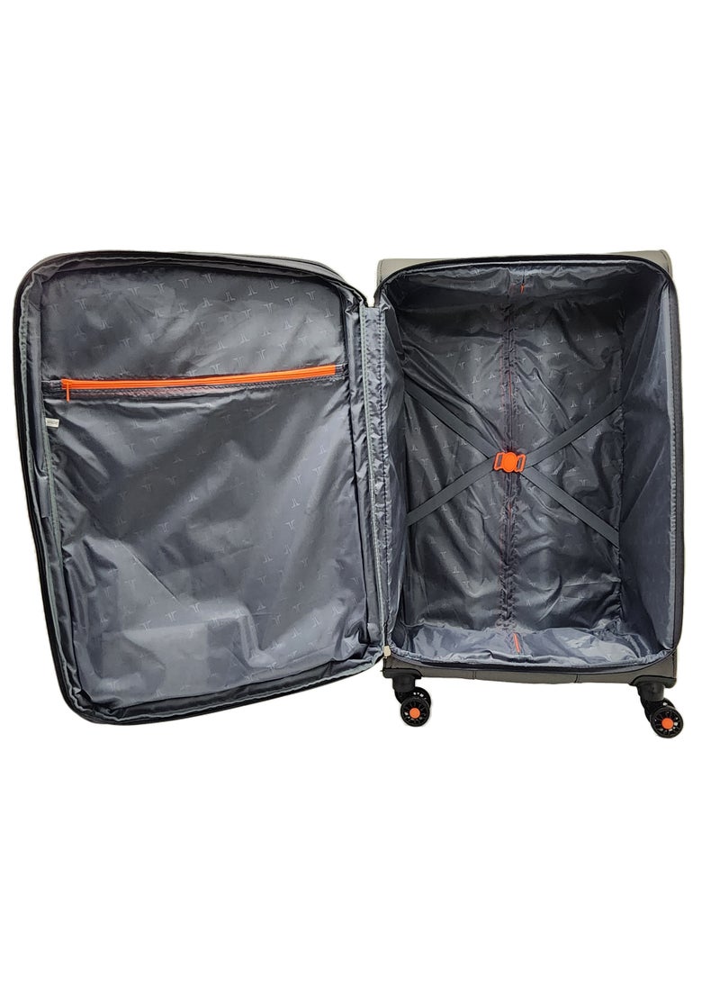 Track Soft Shell Trolley Luggage Set 3 Expandable Lightweight Suitcases With 4 Wheels  - Image 4