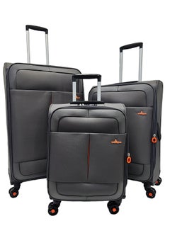 Track Soft Shell Trolley Luggage Set 3 Expandable Lightweight Suitcases With 4 Wheels  - Image 1