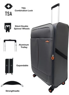 Track Soft Shell Trolley Luggage Set 3 Expandable Lightweight Suitcases With 4 Wheels  - Image 2