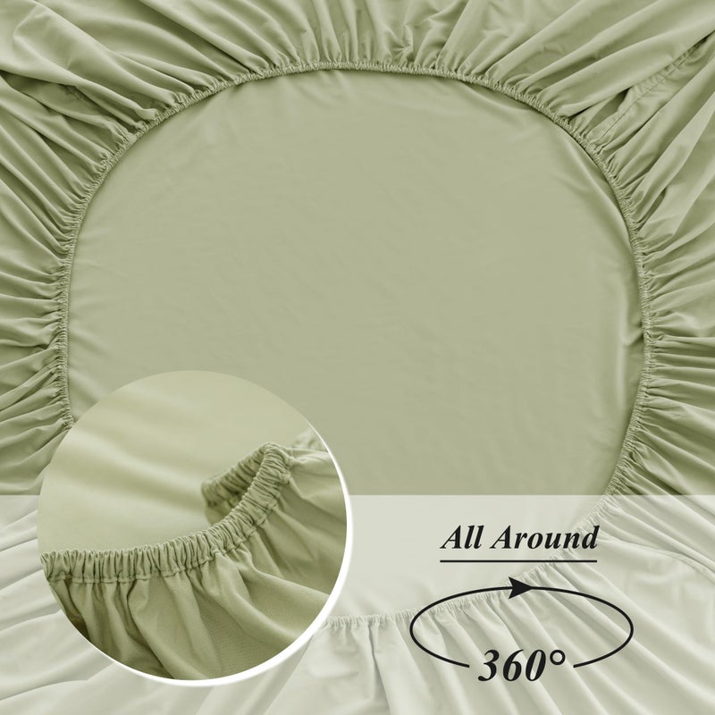 ALYVIA SPRING Twin Fitted Sheet Only - Premium 1800 Super Soft & Cozy Microfiber, Wrinkle, Fade, Shrinkage Resistant Deep Pocket Twin Size Fitted Bottom Sheet, Sage - Image 4