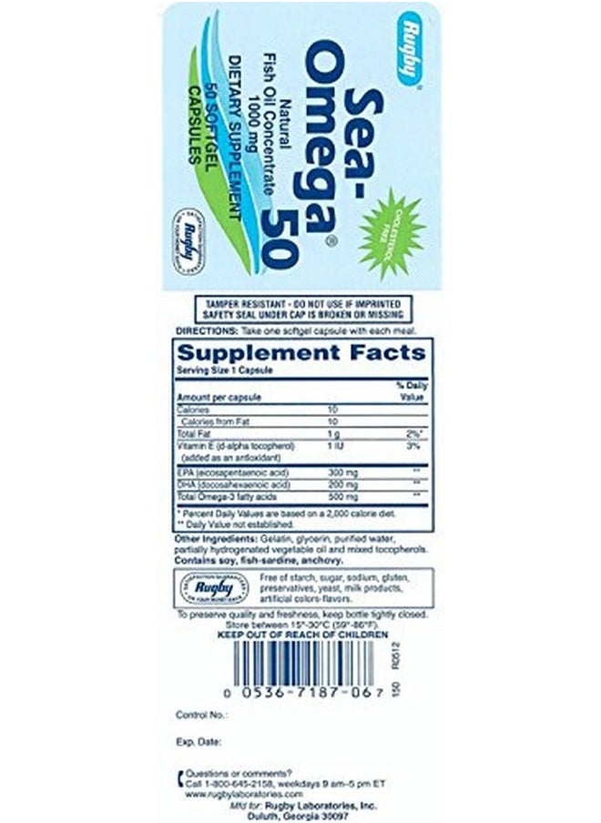 Rugby Sea-Omega Natural Omega-3 Fish Oil Concentrate, 1000mg, 50 Softgels each (Pack of 3) - pzsku/Z4EC21F44768752998CC9Z/45/_/1735907898/1ef04396-8d85-4c16-875e-98deb8541e8b