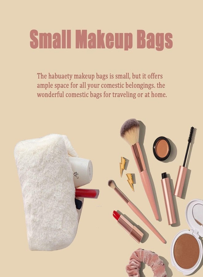 HABUAETY Makeup Bag Small Cosmetic Bags for Purse Women Girls Plush Simple Make Up Pouch - Image 4
