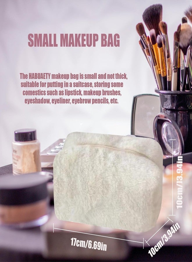 HABUAETY Makeup Bag Small Cosmetic Bags for Purse Women Girls Plush Simple Make Up Pouch - Image 2