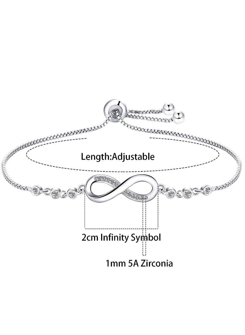 GROWSTEADY Bracelet For Women Silver Gold Plated Bracelet Cubic Zirconia Adjustable Love Heart Bracelets Ladies Jewellery Dor Mom Daughter Girls Gift - Image 2