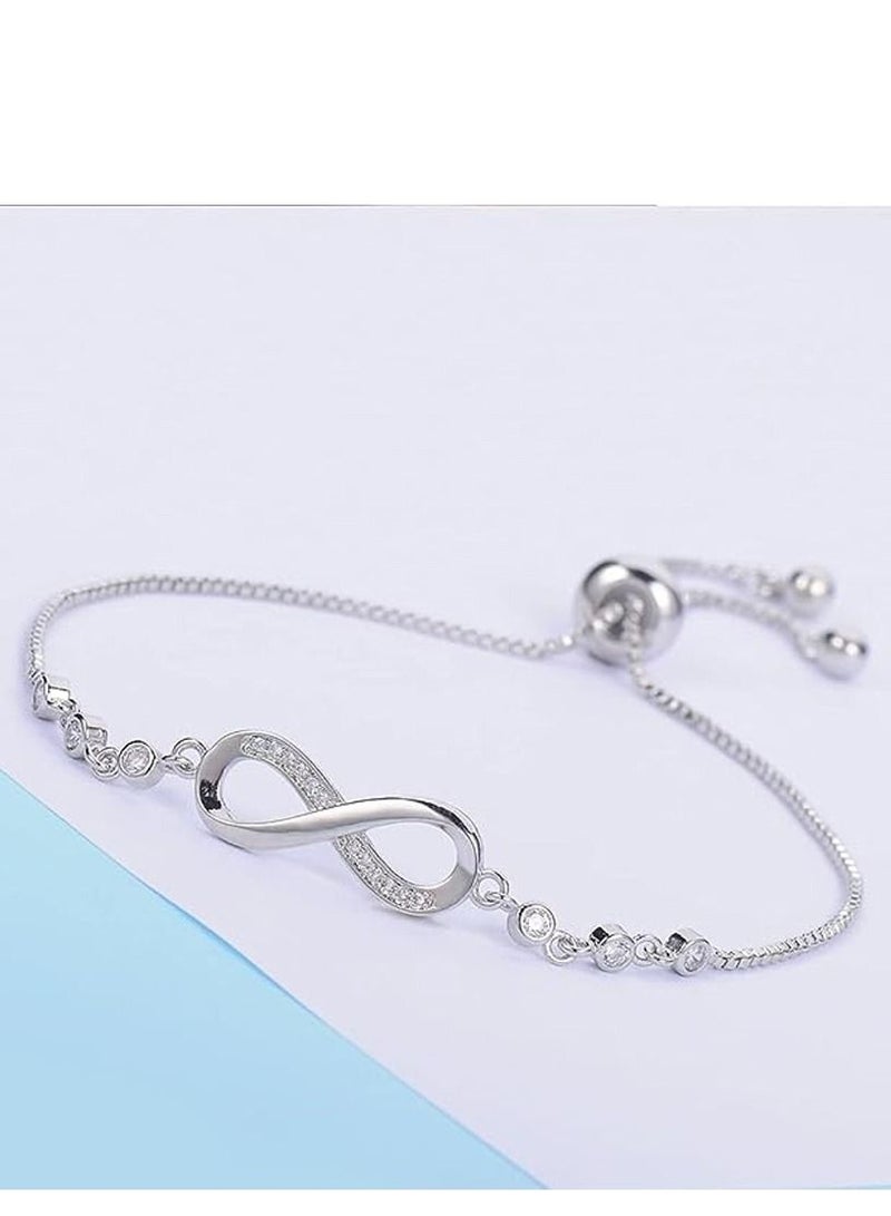 GROWSTEADY Bracelet For Women Silver Gold Plated Bracelet Cubic Zirconia Adjustable Love Heart Bracelets Ladies Jewellery Dor Mom Daughter Girls Gift - Image 3
