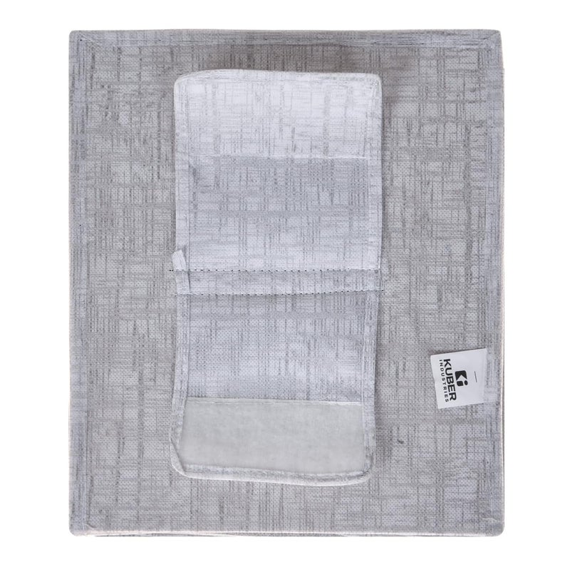 Kuber Industries Kuber Industries 4 Shelf Foldable Storage Rack | Clothes Hanging Organizer | Shoe Storage Organizer | Closet Organizer with Velcro | Shoe Rack with Jute Printed | Gray  - Image 5