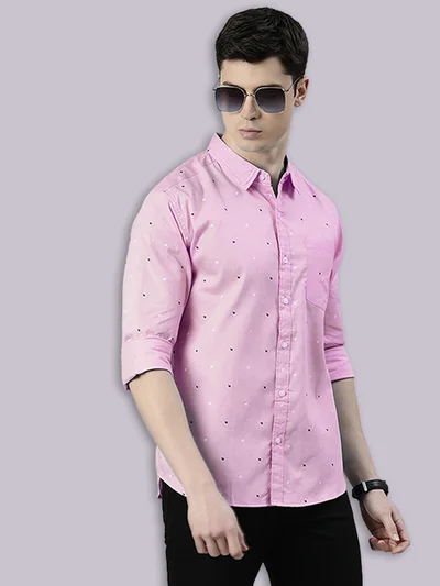 Joven Light Pink Casual Shirt for Men