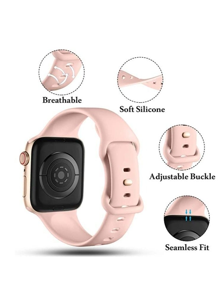 Generic - Band For Apple Watch Ultra Bands 49mm 45mm 44mm 42mm, Soft Silicone Wristband Replacement Strap with Classic Clasp for iWatch Series 9 Ultra2 SE 8 7 6 5 4 3 2 1 for Women Men - Image 1