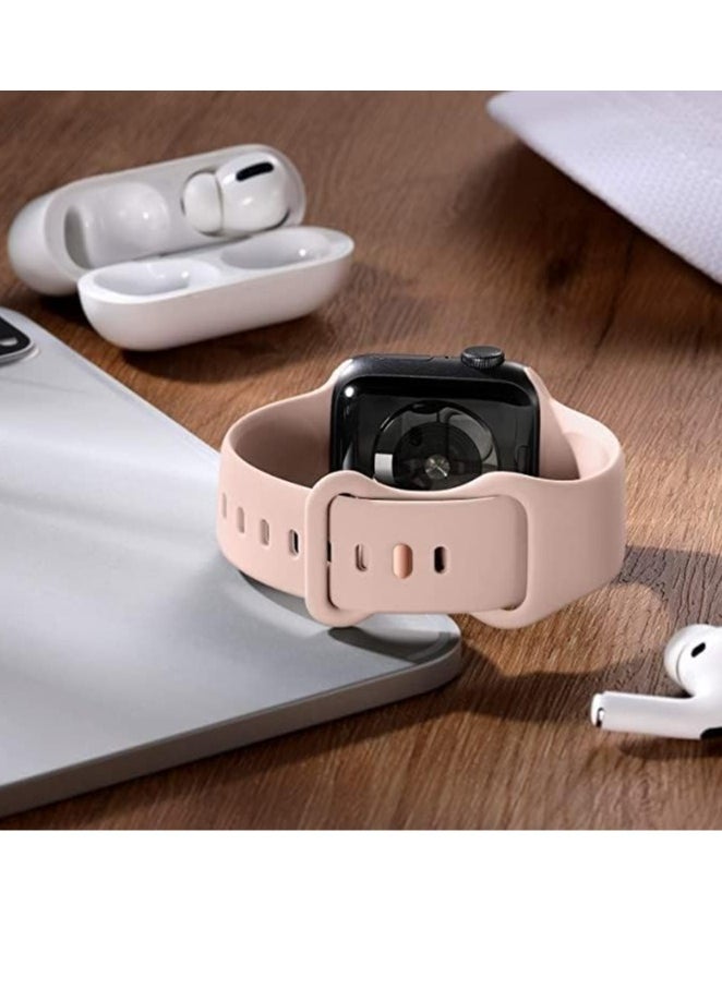 Generic - Band For Apple Watch Ultra Bands 49mm 45mm 44mm 42mm, Soft Silicone Wristband Replacement Strap with Classic Clasp for iWatch Series 9 Ultra2 SE 8 7 6 5 4 3 2 1 for Women Men - Image 1