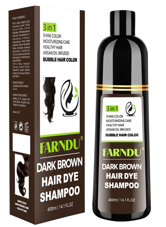 Farndu Dark Brown Hair Dye Shampoo for Women Men, 3 in 1 Hair Color Shampoo Dye for Grey Hair Coverage Champu Para Canas Mujer - Image 1