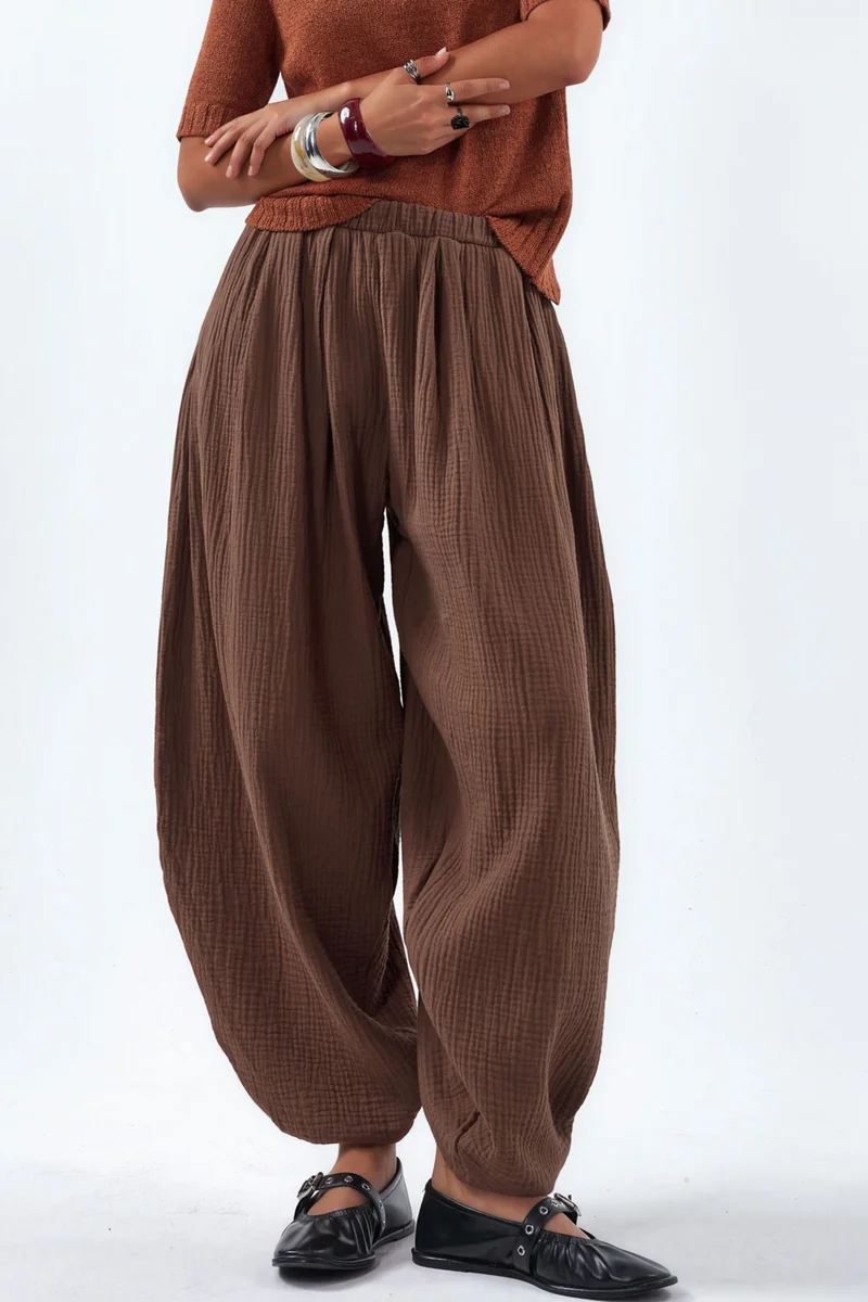 BUSEM Wide Leg Elastic Waist Trousers