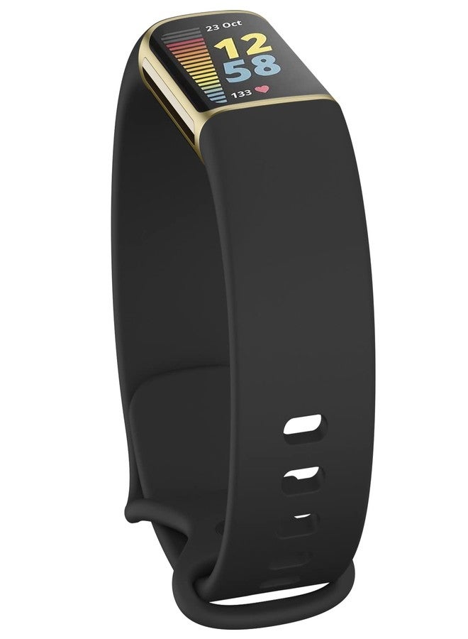 اي كي مجموعة من 3 أساور رياضية متوافقة مع Fitbit Charge 5 و 6، أساور معصم كلاسيكية ناعمة لتتبع اللياقة البدنية Fitbit Charge 5/6 (كبير، أسود/أزرق رمادي/أبيض) - Image 3