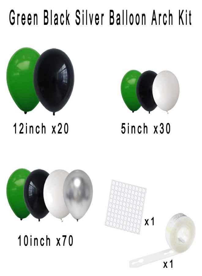 لوديو طقم قوس بالونات أخضر وأسود وأبيض وفضي - بالونات خضراء وبيضاء لتزيين حفلات استقبال المولود الجديد، وحفلات التخرج، وحفلات الزفاف، وحفلات أعياد الميلاد، وحفلات كرة القدم، وحفلات السفاري، وحفلات التخرج، وحفلات الزفاف، وحفلات أعياد الميلاد. - Image 4