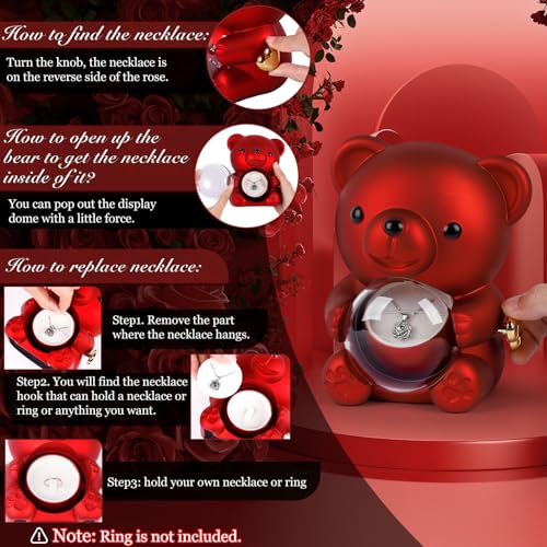 FuBegi Romantic Rose Bear Teddy with Preserved Rose for Mother's Day, Bear Gifts for Wife, Rose Bear Gift Box Set Valentine's Day Decor Gift for Her Women, Valentine's Day Weddings, Red - Image 5
