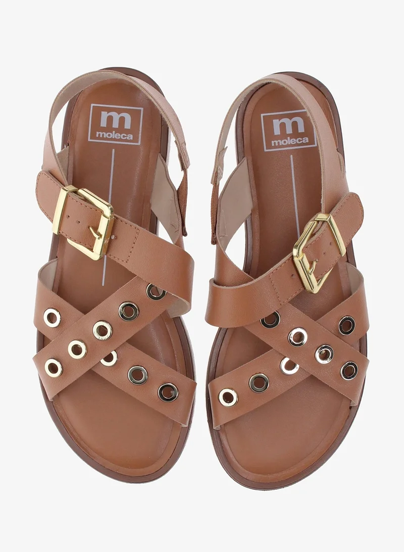 Moleca Camel Moleca Women’s Flat Sandals with Back Strap – Secure Fit and Lightweight Daily Wear for Women | Best Price UAE