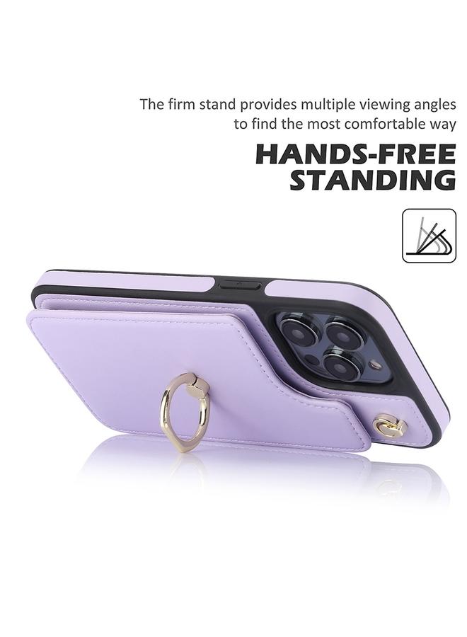 اس-توب جراب هاتف iPhone 12 Pro Max YM005 بملمس الجلد وحقيبة بطاقات مع حبل طويل - Image 5