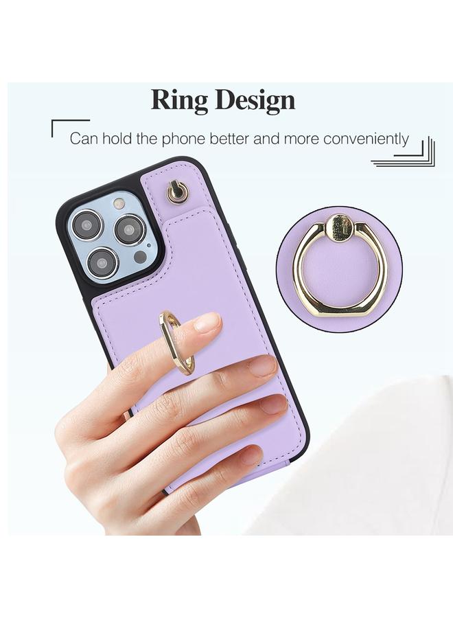 اس-توب جراب هاتف iPhone 12 Pro Max YM005 بملمس الجلد وحقيبة بطاقات مع حبل طويل - Image 4