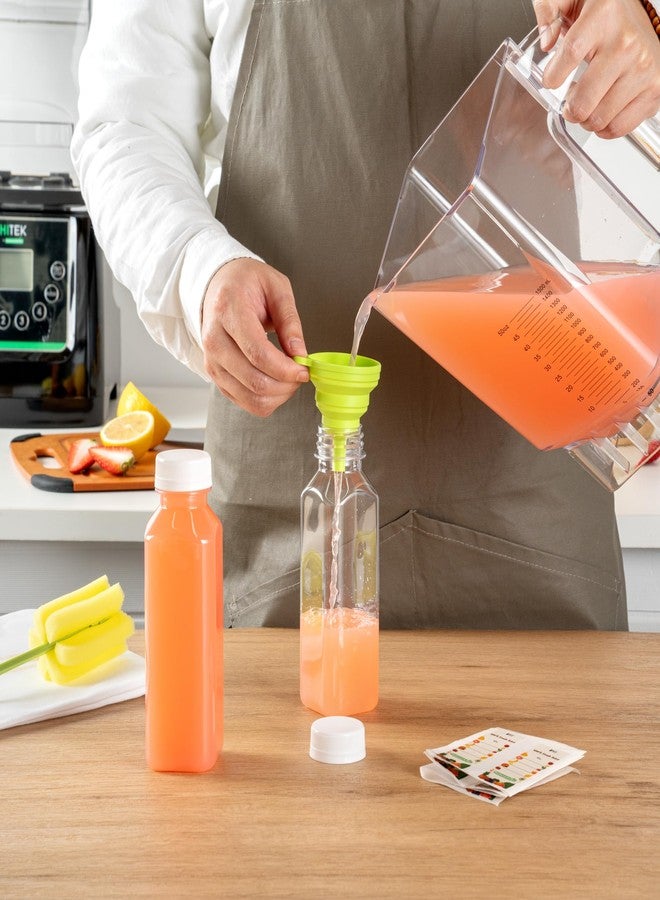 Restaurantware Bottle Tek 12 Ounce Juice Bottles For Juicing, 10 Square Bottles With Caps - Includes 10 Labels, 1 Brush, And 1 Funnel, Clear Plastic Empty Juice Containers, For Smoothies - Restaurantware - Image 5