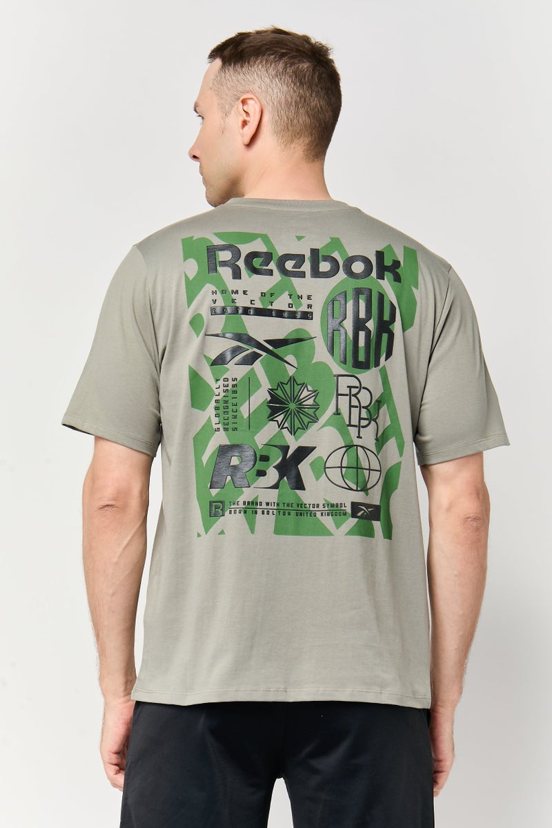 Reebok Men Sportswear Fit Short Sleeve Outdoor T-Shirt, Sage Green - Image 4