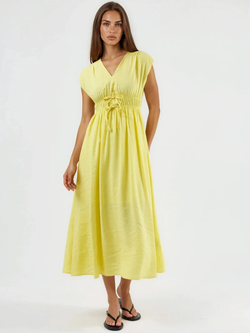 Busem BUSEM V-neck Midi Dress with Tie Detail