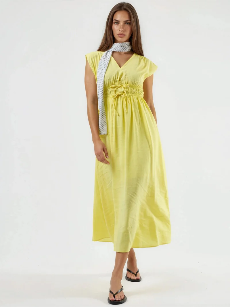 Busem BUSEM V-neck Midi Dress with Tie Detail