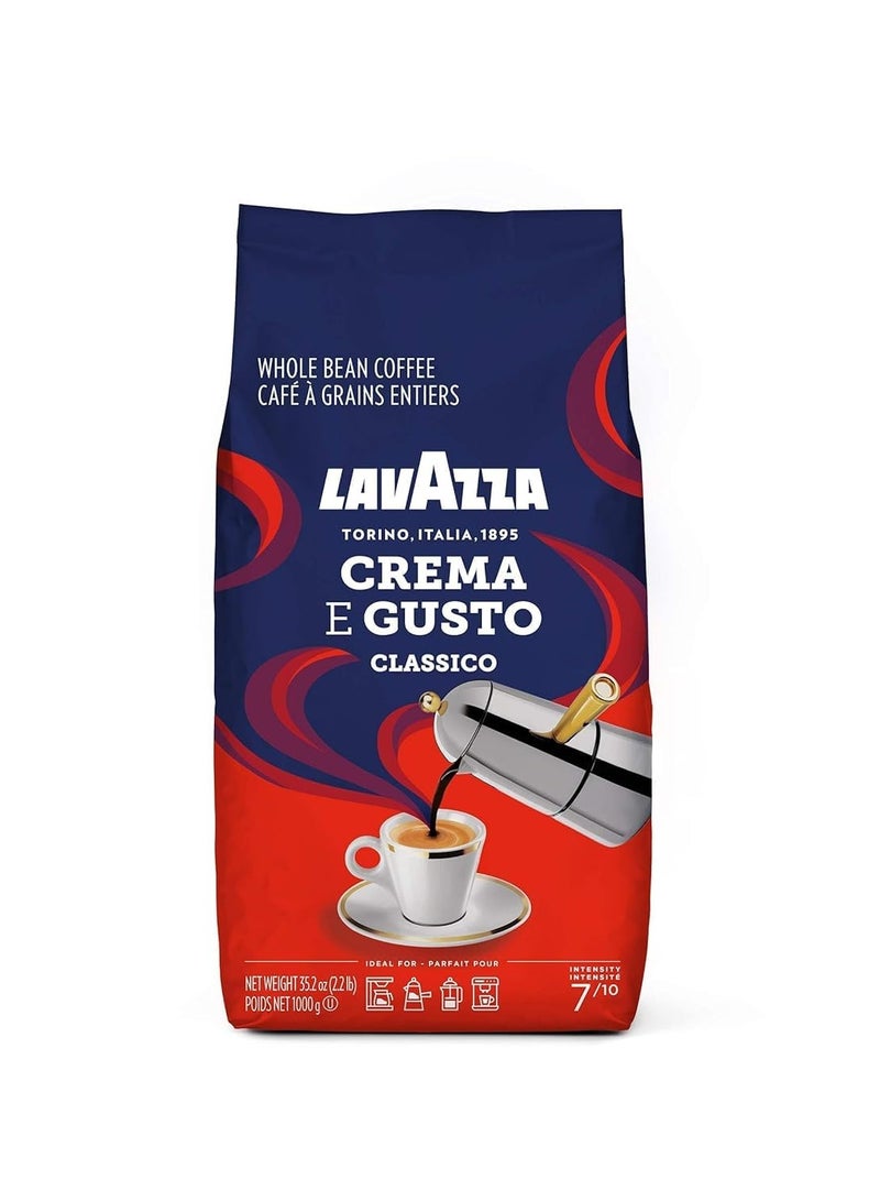 Lavazza Lavazza crema e gusto whole bean coffee 1 kg bag authentic italian blended and roasted in italy full bodied creamy dark roast with spices notes  - Image 1