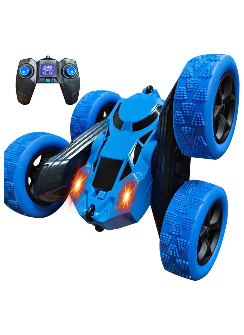 TOY GARDEN Remote Control Car Double Sided 360°Rotating 4WD RC Cars with Headlights 2.4GHz Electric Race Stunt Toy Car Rechargeable Toy Cars for Boys Girls Birthday (Blue)  - Image 2