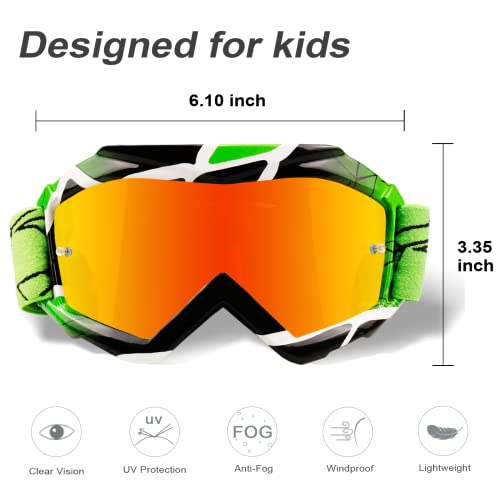 NENKI Kids ATV Googles Youth Motocross Goggles Dirt Bike Goggles MTB OTG UTV MX Googles 4 Wheeler Dirtbike Riding Anti Fog Red Lens - Image 2