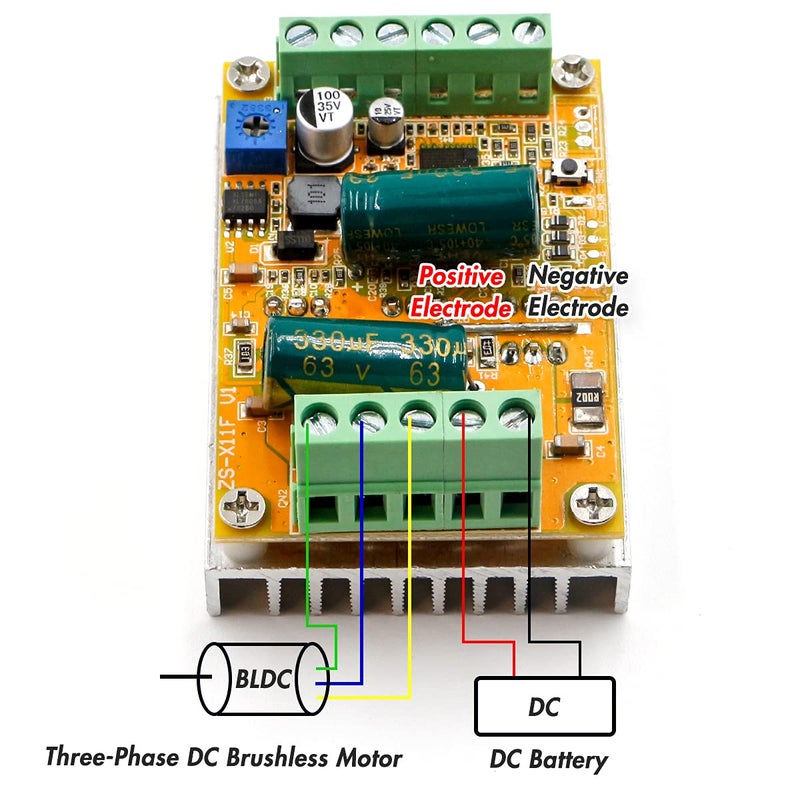 RioRand 300W 5-50V PWM DC Brushless Electric Motor Speed Controller with Hall-Less - Image 5