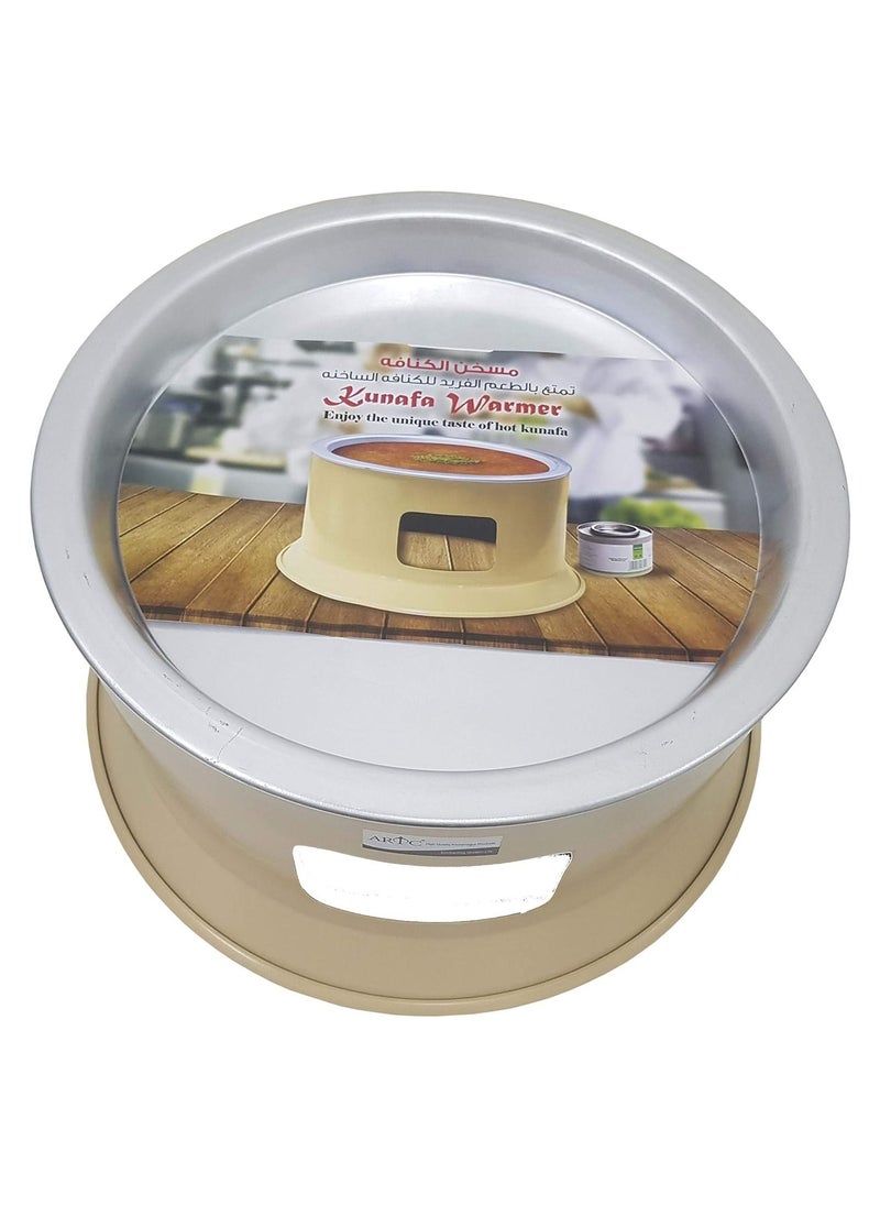 ARTC 2-Piece Portable Kunafa Warmer Stand Cooking Plate Beige 34cm  - Image 3