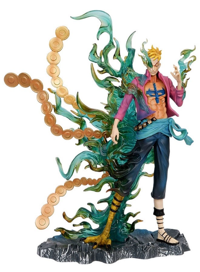 HALAMODO One Piece Resonance Series Phoenix Marco Figure Model,   Anime Statue Desktop Model Decor , Collectible  Toy, Collection Display Memorial Gift Office Desk Decoration, Birthday Gift For Boys Girls, 32.5 cm - Image 1