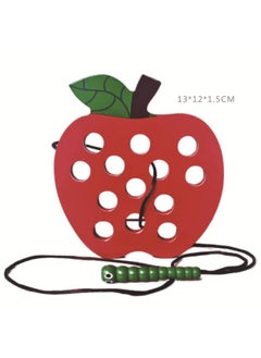 Generic Processing Wooden Children's Montessori Early Childhood Education Teaching Aware Infant Worm Eating Apple Game Threader Educational Toy 