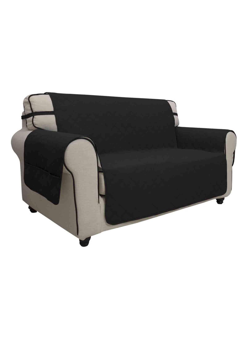 Easy-Going EasyGoing Sofa Slipcover Loveseat Cover Waterproof Couch Cover Washable Sofa Cover for 2 Cushion Couch NonSlip Fabric Furniture Protector with Pocket for Pets Kids Dog Cat Loveseat Black 