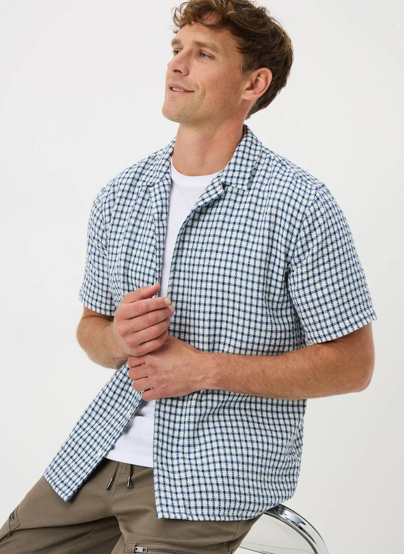 Matalan Blue Textured Check Shirt