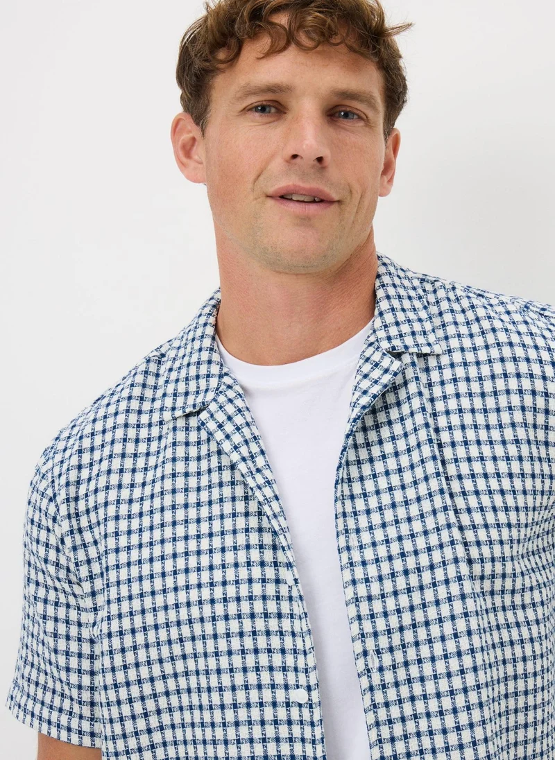Matalan Blue Textured Check Shirt