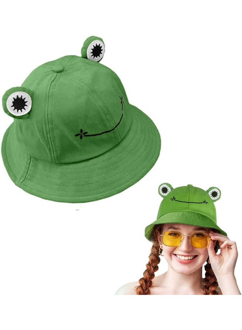 SYOSI Frog Bucket Hat, Winter Hat Fashion Hat for Women Summer Autumn Plain Women Panama Outdoor Hiking Beach Fishing Cap, Green, Size 56 - 58 cm - Image 1