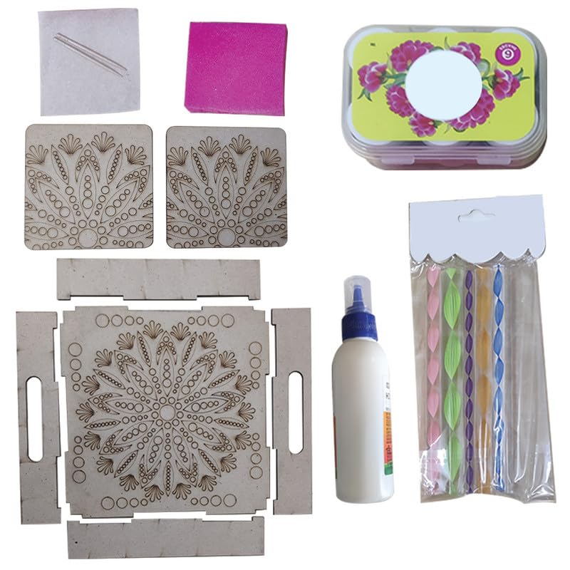 Penkraft Dot Mandala on Engraved MDF Tray with Tea Coasters Hobbyist Level DIY Kit Free Video Tutorial - Image 2