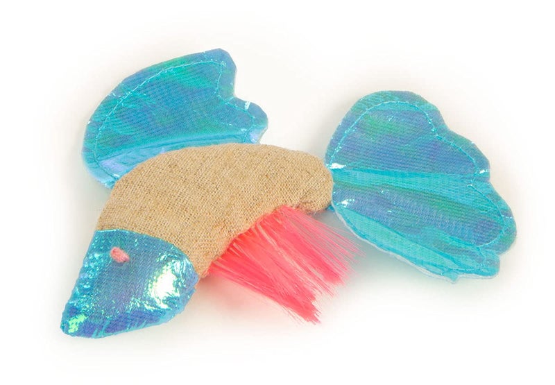 Petlinks Batty Beta Fish Crinkle Catnip Cat Toy - Tan/Blue, One Size - Image 2