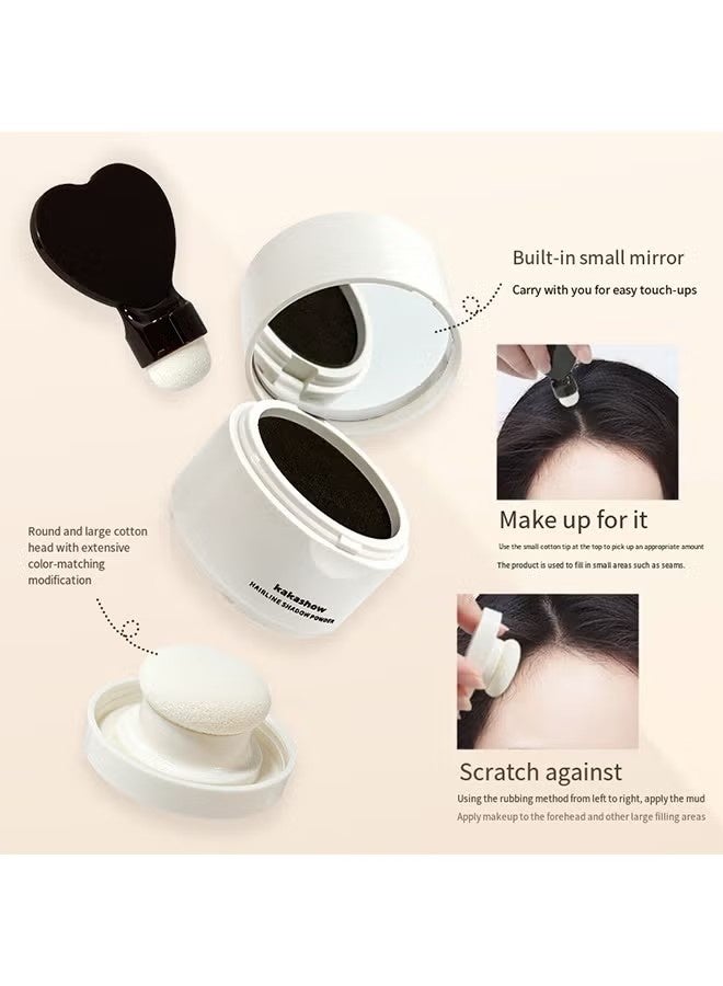 kakashow Hair Shadow Powder,Hairline Powder, Shadow Powder Quickly Covers Hair Roots, Brow and Beard Lines Anti-Smudge 48 Hours, For Bald Spots, Forehead Grooming Powder Instant Coverage for Hairline (01#Black) - Image 3
