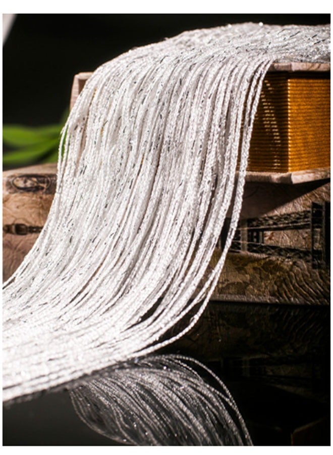 إيهوم ستارة باب خيط خيط الشريط الفضي المسطح النادر، خيط الشريط الفضي المسطح النادر، لوحة نافذة مقسم غرفة مقسم غرفة شرابة شريطية لطيفة لأجزاء مطعم بيت الزفاف، أبيض （1 قطعة） - Image 1