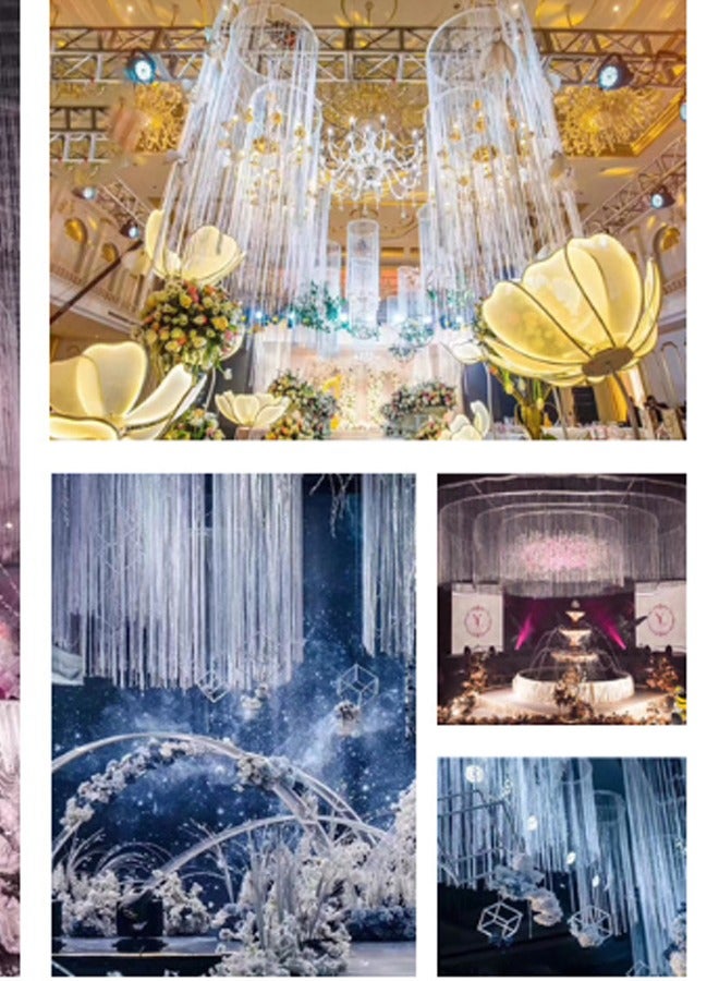 إيهوم ستارة باب خيط خيط الشريط الفضي المسطح النادر، خيط الشريط الفضي المسطح النادر، لوحة نافذة مقسم غرفة مقسم غرفة شرابة شريطية لطيفة لأجزاء مطعم بيت الزفاف، أبيض （1 قطعة） - Image 3