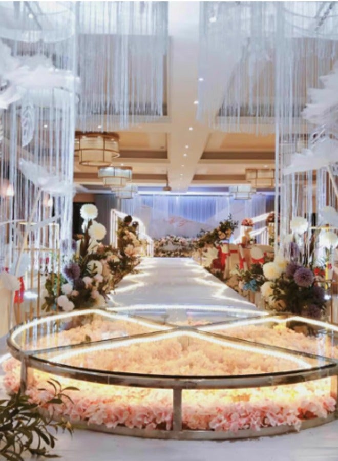 إيهوم ستارة باب خيط خيط الشريط الفضي المسطح النادر، خيط الشريط الفضي المسطح النادر، لوحة نافذة مقسم غرفة مقسم غرفة شرابة شريطية لطيفة لأجزاء مطعم بيت الزفاف، أبيض （1 قطعة） - Image 4