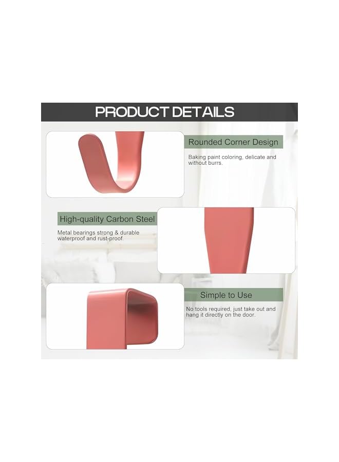 promass 12Pcs Over The Door Hooks 4Color, Small Over Cupboards Hook for Hanging, Over Kitchen Cabinet Single Hooks for Bedroom, Bathroom, Wardrobe - Pink, White, Blue, Green - Image 2