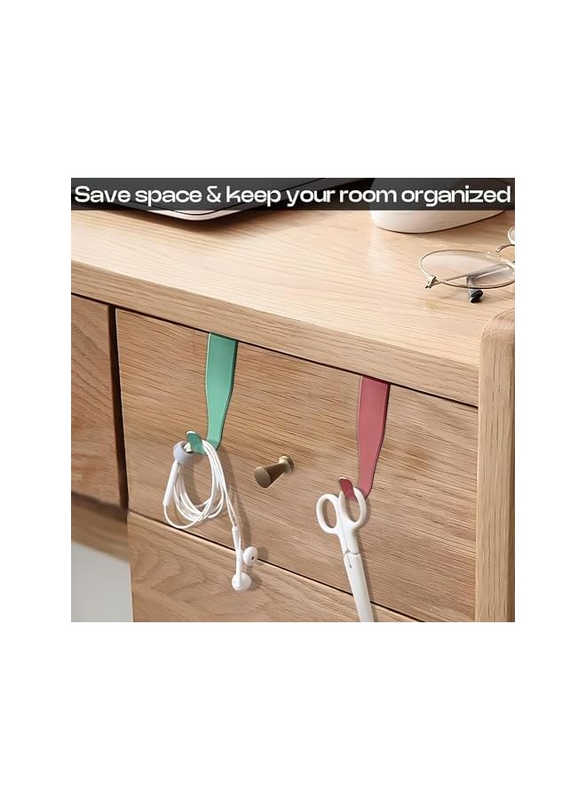 promass 12Pcs Over The Door Hooks 4Color, Small Over Cupboards Hook for Hanging, Over Kitchen Cabinet Single Hooks for Bedroom, Bathroom, Wardrobe - Pink, White, Blue, Green - Image 5