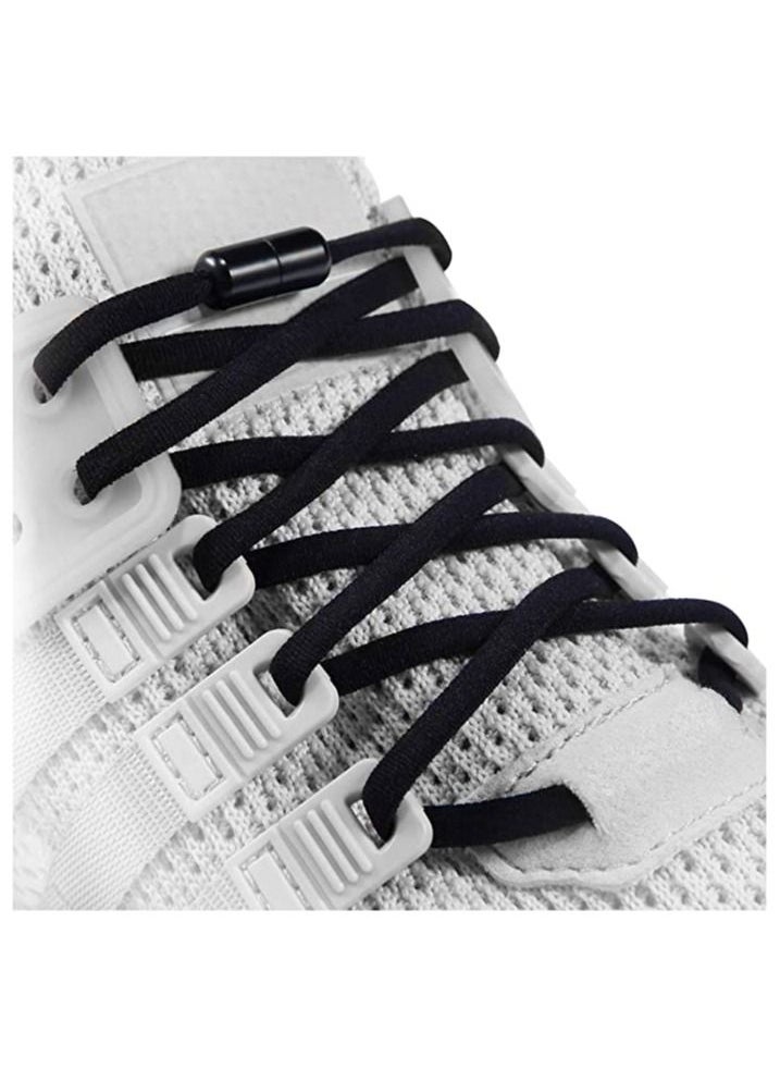 MIRFA Elastic No Tie Shoe Laces For Adults,Kids,Elderly,System With Elastic Shoe Laces(1 Pair), 01-black, X-Large  - Image 1