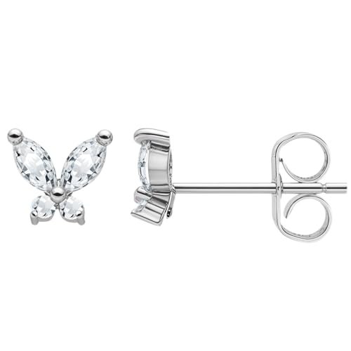 HighSpark Womens 925 Silver Classic Butterfly Solitaire Stud Earrings | 92.5 Sterling Silver And Diamond Like Brilliance Sparkling Zirconia | Lovely Gift - Classic Butterfly - Image 1