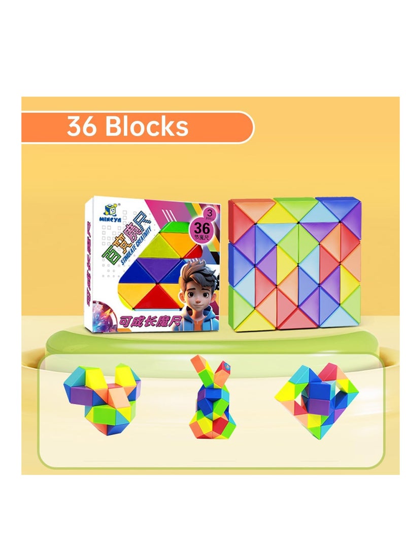 ECVV - ECVV Magic Ruler Fidget Snake Cube Twist Puzzle Magic Snake Sensory Toys Collection Brain Teaser, Dice Fidget Toys for Kids Adults Teens（36 Segment: 63cm） - Image 1