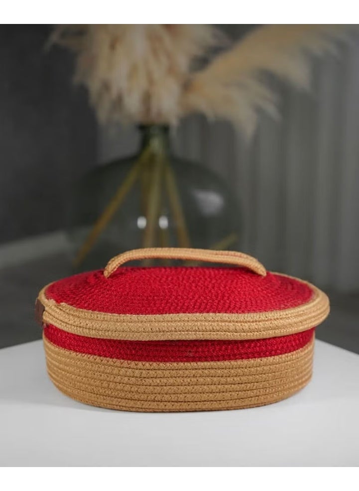BDZ Deri Bdz Leather Jute Wicker Basket Oval Covered Organizer - Image 2