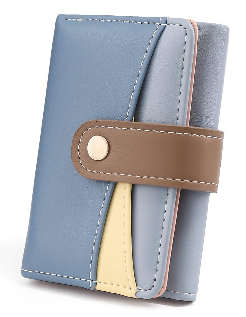 Elios Women's Wallet Color-Blocking Design Vegan Leather Trifold Small Card Holder Compact Ladies Purse with Multiple Card Slots RFID Blocking | Snap Closure | Mini Purse for Women (Beige) - Image 1