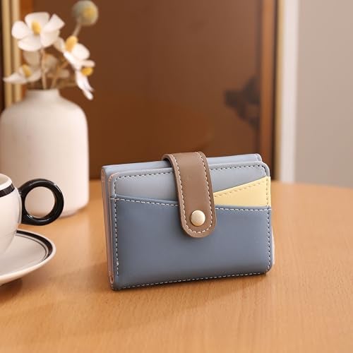 Elios Women's Wallet Color-Blocking Design Vegan Leather Trifold Small Card Holder Compact Ladies Purse with Multiple Card Slots RFID Blocking | Snap Closure | Mini Purse for Women (Beige) - Image 3